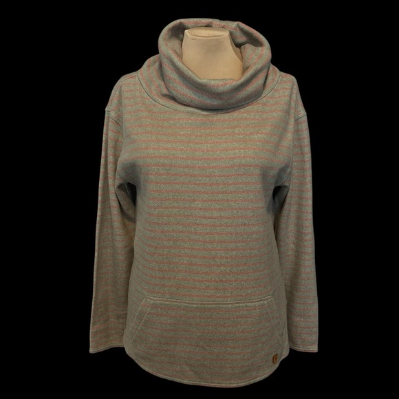 Burton Gray and Pink Striped Dryride Ellmore Pullover Cowl Neck Sweater - Picture 1 of 10